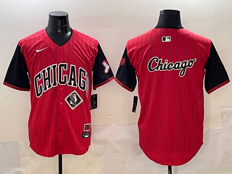Men Chicago White Sox Blank Red Stripe Joint Name 2025 Nike MLB Jersey style 8->chicago white sox->MLB Jersey